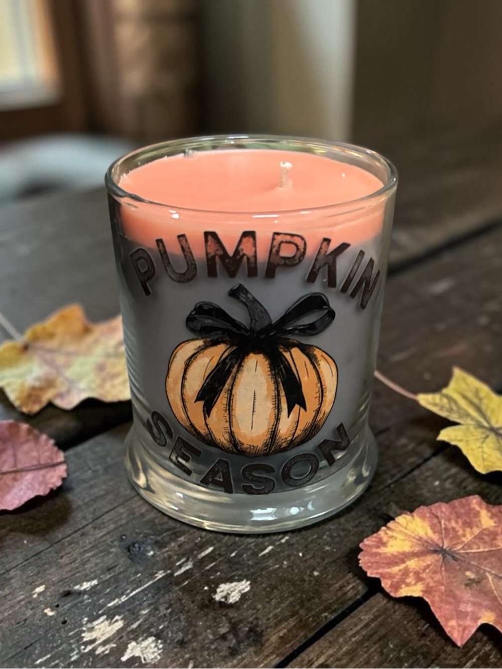 Pumpkin Season Orange Scented Glass Candle -